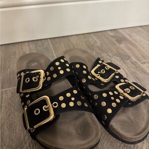H&M Black and Gold stud sandals